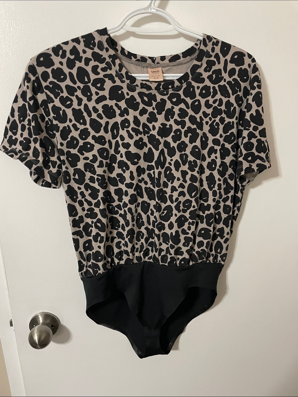 Smash + Tess Taupe and Black Leopard Short Sleeve Bodysuit Size XS